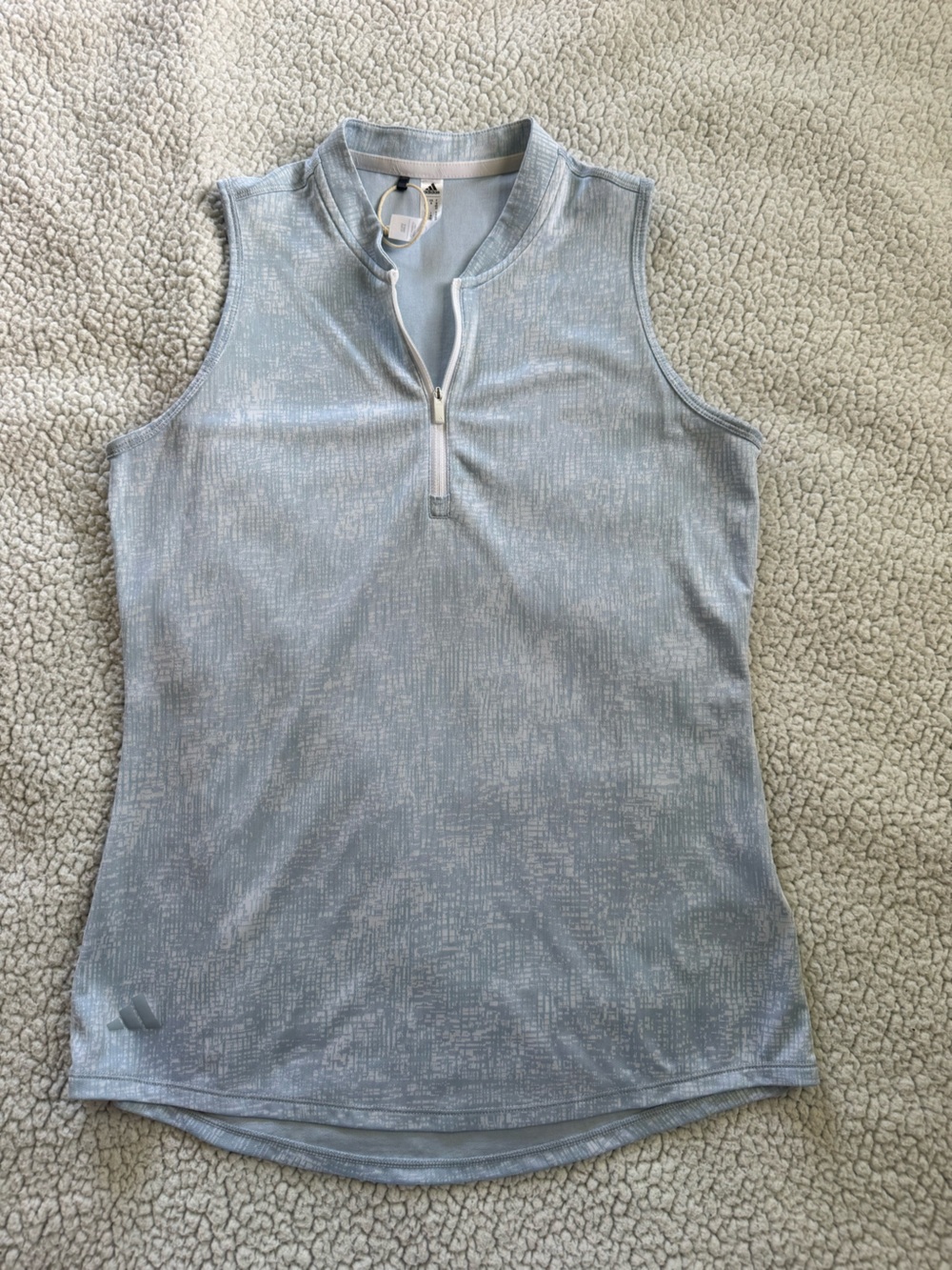 Adidas Light Blue Heathered Sleeveless Zip Tank Top